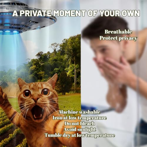 Image of Extra Tall Shower Curtain XL Fun Cat Novelty, 70 x 84 Inchs | for Extra Long 84 Inchs Shower, Funny Cool Animal Design, Large Bathroom Decor Sets Waterproof Cloth Fabric, with Hooks