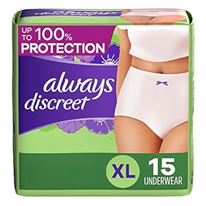 Always Discreet, Incontinence & Postpartum Underwear For Women, Classic Cut, Size X-Large, Maximum Absorbency…