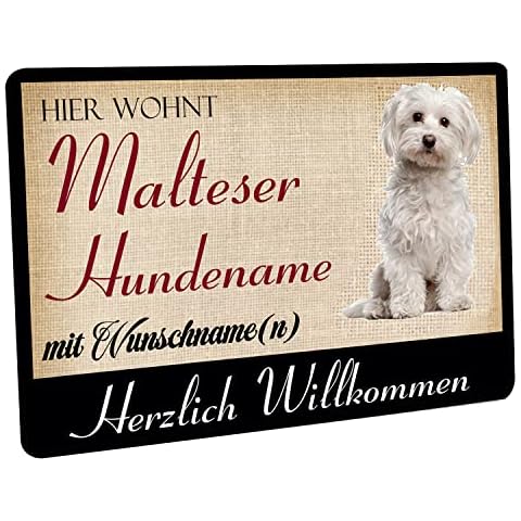 Crealuxe Fussmatte mit Wunschtext/Wunschname Hier wohnt Malteser - 60x40 cm - Gummi Rückseite/rutschfest thumbnail