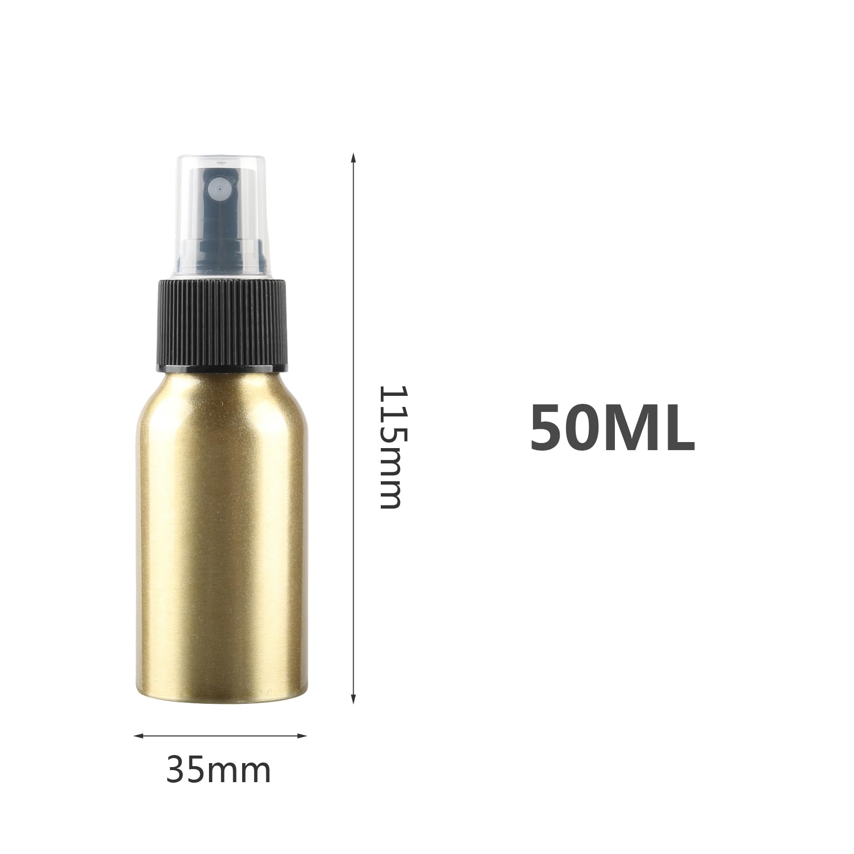 24 Stück 50 ml Leere Gold Aluminium Sprühflasche mit Schwarz Sprühkopf Parfümzerstäuber Feinen Nebel Wassersprüher Zerstäuber Nachfüllbarer für Parfüm Ätherisches Öl, 1x Trichter