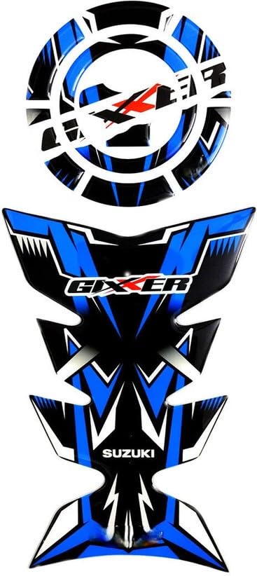 Image of Bike Tankpad Compatible for Suzuki Gixxer, Black and Grey Design (E)