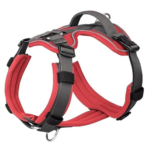 調節可能なナイロンペットハーネス屋外反射犬ハーネス柔らかく快適なワーキングドッグハーネス、コントロールハンドル付き中型犬および大型犬用,D,M