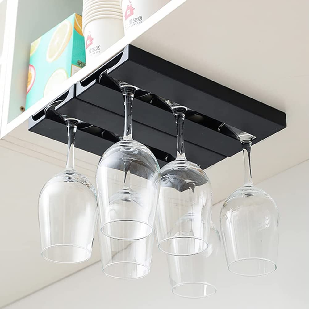 Trsnzul Lot De 2 Porte-Verres à Pied Suspendu - Support Verres à Vin Inversé Blanc