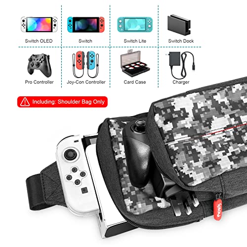 Backpack Carrying Travel Bag for Nintendo Switch/2/Lite/OLED/Console/Dock/Joy-Cons&Accessories Storage, Portable Nylon Waterproof Crossbody Shoulder Chest Sling Side Gaming Bag for Men, Camouflage3
