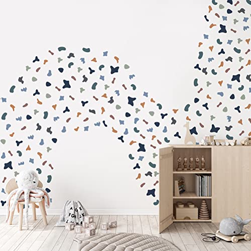 Qucheng Boho Wall Decal Stickers Irregular Terrazzo Stickers Polka Dots Wall Decor Kids Toddler Bedroom Removable Modern Geometric Abstract Stickers Decor Nursery Livingroom Vinyl Waterproof Wall Decoration 6 Sheets #TOP13