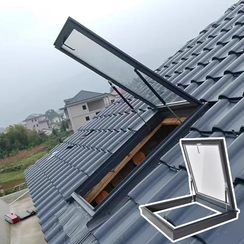 Ventana Claraboya de Sótano con Puerta de Entrada de Luz Natural, Ventana de Aluminio con Vista Al Techo Desde Múltiples Ángulos Que Se Puede Personalizar, Cubierta de Trampilla de Techo(55x80cm(21.6x