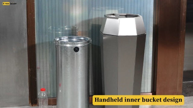 Image of Dyna-Living Commercial Trash Can Large Garbage Can with Lid, Open-top Tall Stainless Steel Trash Bin Industrial Garbage Container for Patio Lobby, Silver