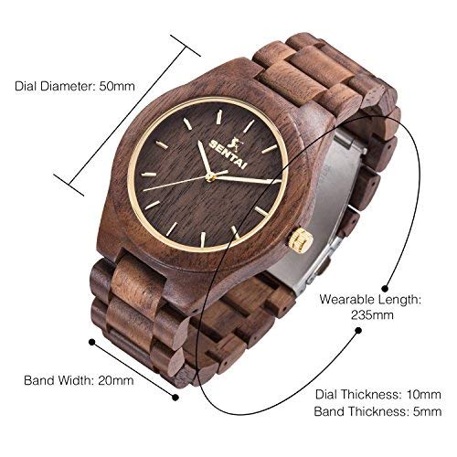 Sentai Orologio Legno Uomo Naturale Orologio Analogico Al quarzo Orologi da  Polso Elegante in Legno -