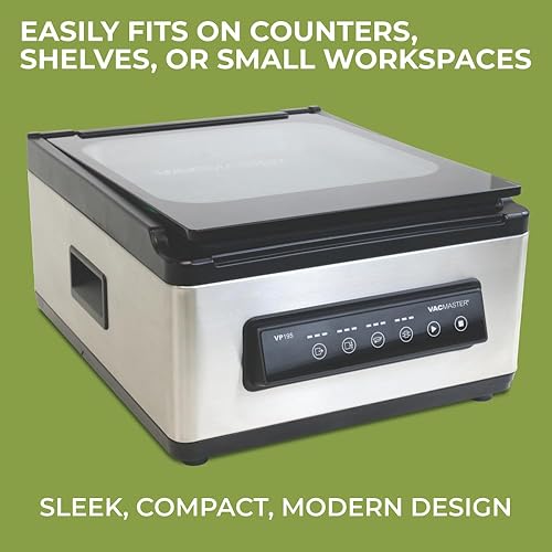 Miniatura 6 de VacMaster Sellador al vacío de cámara VP195, cámara de doble función y sellado externo, barra de sellado de 12 pulgadas, acero inoxidable