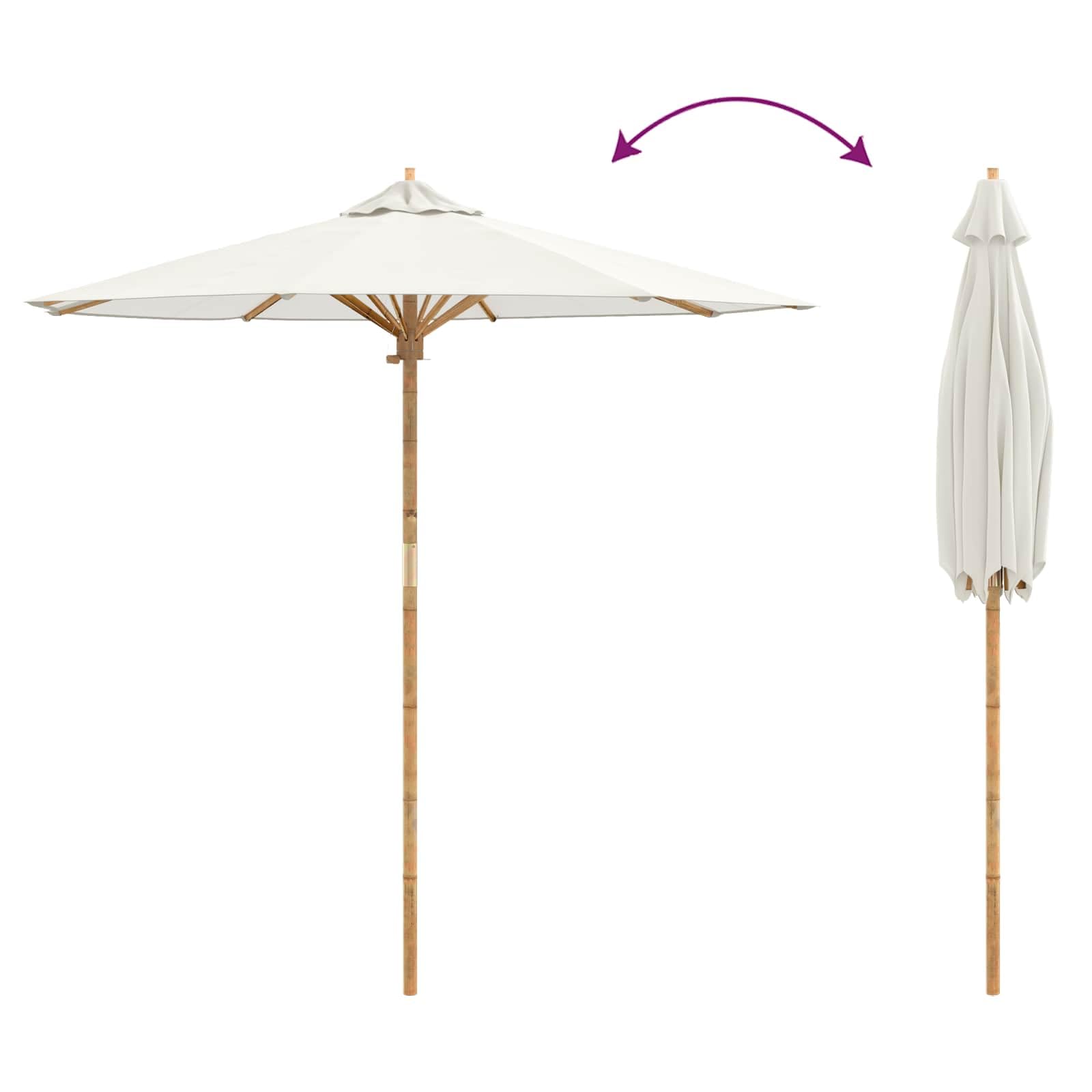 SYDE Ombrellone rotondo color crema, 217 x 230 cm, bambù