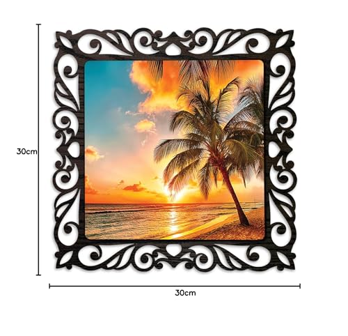 Image of Casa Rica Photo Frame Painting Wall Hanging home decoration for Wall, Living /Bed Room, Lobby(12inch x12inch) Laser Cut(Multicolor) (Beach)