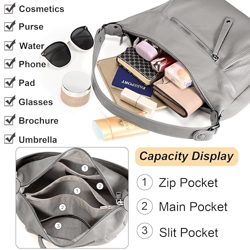 YALUXE Genuine Cowhide Leather Shoulder Bag Convertible Handbag Purse for Women4