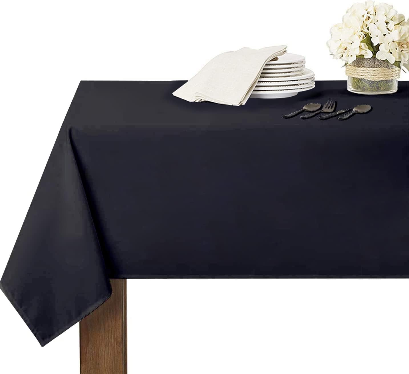 TANIASH 6 Pack Black Tablecloths for Tectangle Tables 60*102 Inch,Wrinkle Resistant Polyester Table Cloth for 6 Foot Table,Great for Wedding Banquet Restaurant/Parties/Baby Shower
