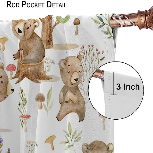 SENRUEGT Cortinas de animais florestais, tratamentos de janela de quarto de casa infantil, desenho a