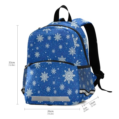 White Snowflakes Blue Toddler Backpack for Girls Boys, Mini Travel Backpack Kids Backpacks3