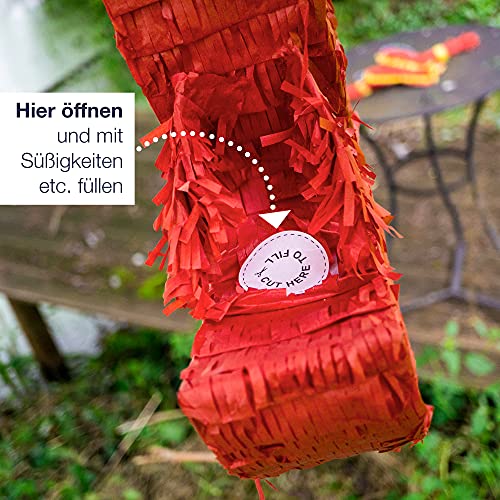 ILP Pinata Draak om te vullen, pinata, verjaardag, jongen voor confetti, partyspellen, piniata met stok en masker, 40 x… - Image 4