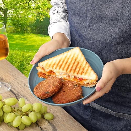 Belle Vous 4-tlg. Camping Geschirr aus Kunststoff - Campinggeschirr Set enthält Schüssel Teller Becher Messer Gabel Löffel - Camping-Geschirr Set - Picknick Geschirr - Navy Blau