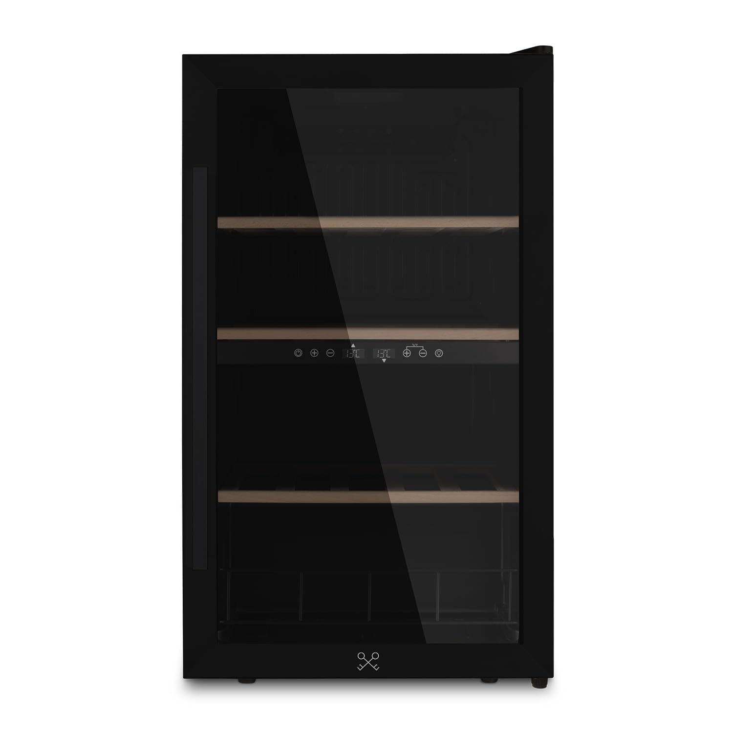 LES PETITS CHAMPS Cave à vin encastrable 32 bouteilles de conversation CAVCDB32 80L, Acier inoxydable, porte vitrée anti-​UV, Système thermodynamique réglage de 5°C à 18°C