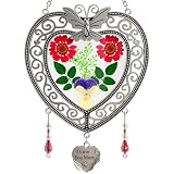 KY&BOSAM Heart Suncatcher-Stained Glass Panles I Love You Mom Sun catchers Hangings for Windows Wind Chime Ornament Mom Gifts - Gifts for Mother`s Day Valentine`s Day Birthday Christmas