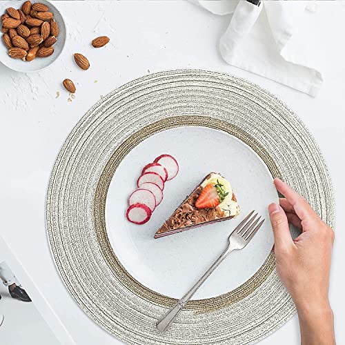 Image of Jute Placemats Set of 6 Heat Resistant Round Place Mats Natural Jute Woven Braided Table Mats Thick Farmhouse Placemats Trivet Round Braided Placemats for Dining Table(Cream, Set of 6)