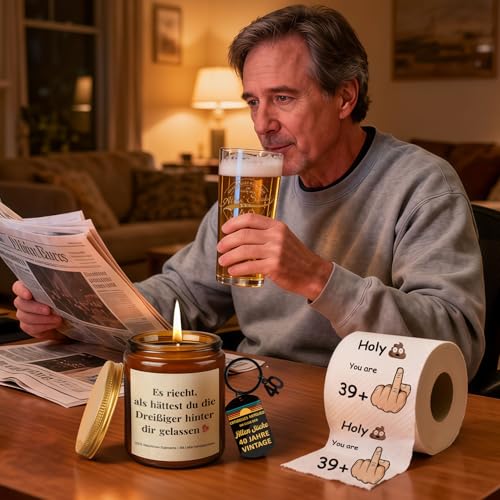 TUZELIYA 40 Geburtstag Geschenke für Männer, Alten Sacke Lustige Geburtstagsgeschenk für Männer Geschenk zum 40 Männergeschenke, Vintage Personalisierte Witziges Geschenkset für Papa, Freund, Kollegen