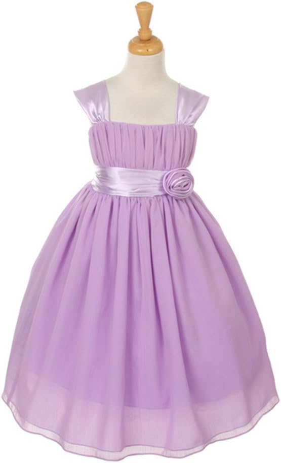 Little Girls Lavender Yoryu Chiffon Satin Flower Girl Easter Dress 4
