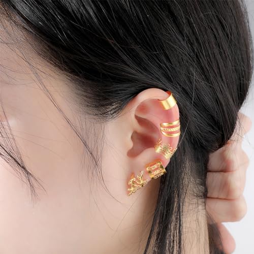 مجوهرات شعر ذهبية 50 قطعة من براساكو للضفائر والجدائل والضفائر - حلقات معدنية واساور عريضة ومشابك زينة للنساء والفتيات