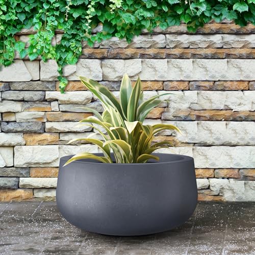 Kante RC0051B-C60121 15.7 Inch Dia Round Concrete Planter, Outdoor Indoor Garden Plant Pots thumb #4