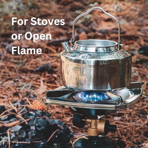 Image of Camping Kettle for Boiling Water 1.2L | Stainless Steel Open Fire Coffee & Tea Pots | 5-Cup Water Kettles| Travel Tea Kettle for Outdoor Cooking & Backpacking