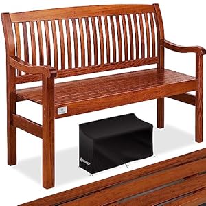KESSER® Gartenbank Holz Holzbank wetterfest | Für 2 bis 3 Personen | Parkbank aus Massivholz | Sitzbank 320kg belastbar 125 cm | Balkonbank Bank für Balkon Terrasse & Garten inkl. Cover Dunkelbraun