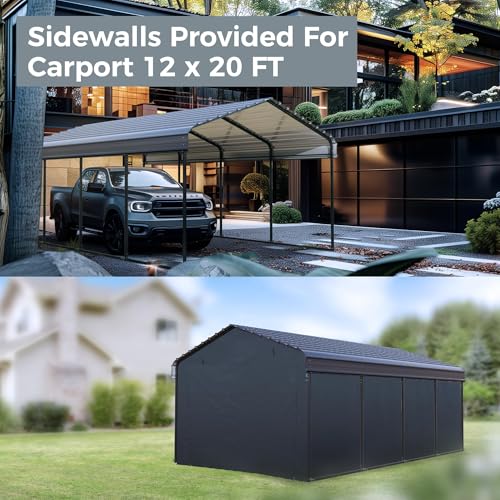 Image of GREEN PARTY 12x20 ft Metal Carport Heavy Duty Frame Canopy Garage Shelter