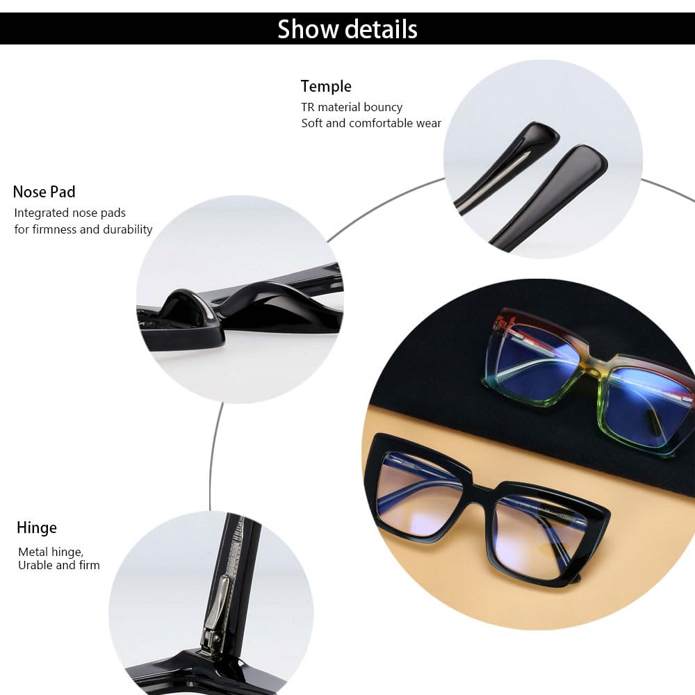 Gafas de moda con montura iridiscente de gran tamaño