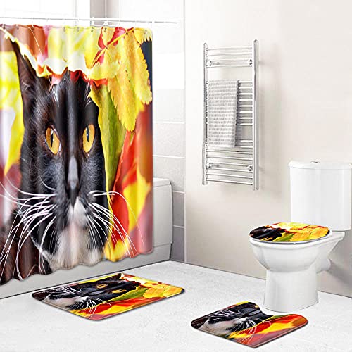 Claean-Acces-Home Wc Deckelbezug Badezimmer Vier Sätze Toilettenfußvorhang Wohnzimmer Teppich-Tapisserie-Mo101_45 * 75…
