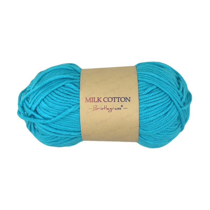 Bristlegrass Vivid Blue Milk Cotton Yarn Saver Super Bundle Stitch Markers Wool Pom-Poms Hand Knitting Threads Acrylic Yarn for Crocheting (1.76Oz, 115 Yds) — image 1