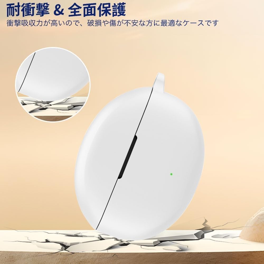 Dl3 Mobilak Compatible with Oppo Enco Air3 Pro Case Cover, Soft Silicone Shockproof Protective Case Wireless Earbuds with Carabiner, Front LED Visible (White)