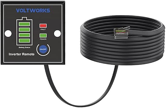 VOLTWORKS Remote Control for Power Inverter On/Off Switch with 30 Ft and Push Button Mountable Remote Switch