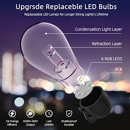Ouzong Outdoor String Lights 49Ft, Remote And App Control String Lights For Outside, Outdoor Lights For Patio Waterproof Connectable String Lights Indoor For Backyard Porch (B Type) #TOP5