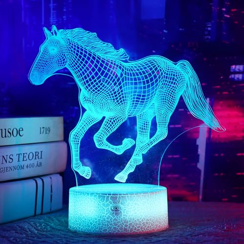 OkiyiD Horse Gifts for Girls, 3D Illusion Lamp, 3D Horse