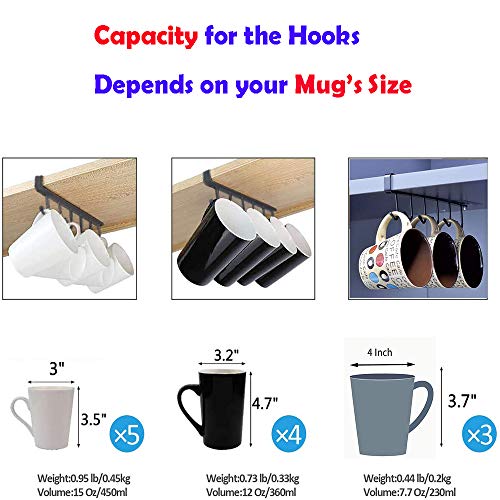 Image of 2 Pieces Cups Hooks Under Cabinet Mug Storage Hooks Mutifunctional Hooks Kitchen Utensil Ties Belts Scarf Hanging Rack (Black)