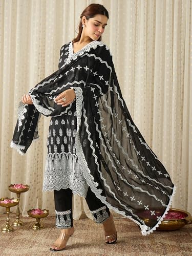 Image of INDO ERA Women Pure Cotton Kurta Set with Dupatta | Festive Suit Set, 10790