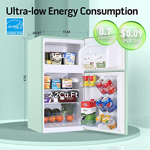 Frestec 3.2 Cu.Ft Mini Fridge for Bedroom, Mini Refrigerator with