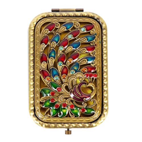 Miroir de poche double face vintage paon Beaupretty compact
