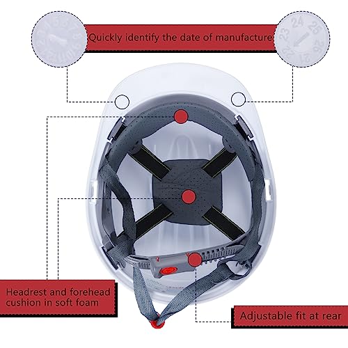Image of Leumoi 20 Pack Hard Hat Bulk 4-Point ABS Safety Helmets Adjustable