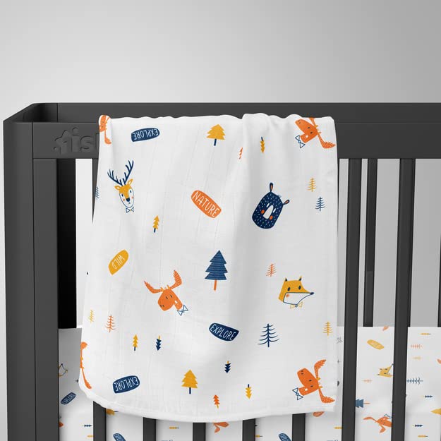 Image of 1ST STEP Muslin Swaddle 60cm*75cm (Pack of 2) Deer, Leaves