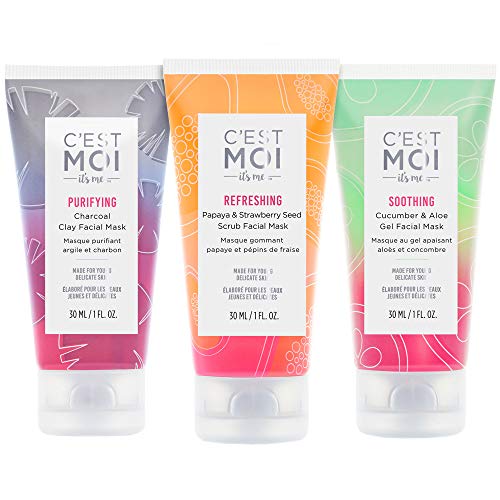 C'est Moi Sleepover Facial Mask Set | Face Mask Kit Includes Purifying, Refreshing, Soothing Masks, Hypoallergenic, Clinically Tested Non-Toxic Ingredients, Smooth, Hydrate, Cleanse, Balance