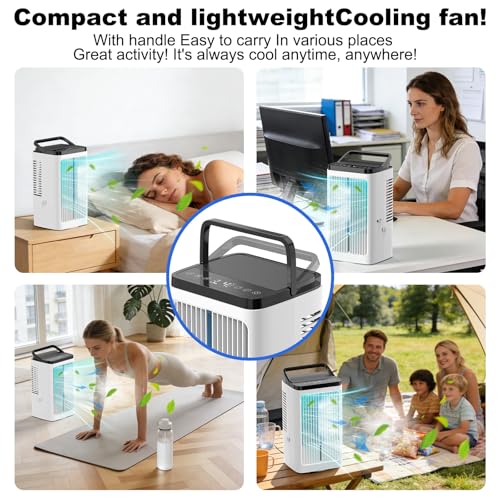 4- in- 1- mobile Klimaanlage mit Abluft, leiser Luftkühler mit 4 Geschwindigkeiten, 90°- Oszillation, 2 Nebelmodi für Küche und Schlafzimmer, Off- white-7