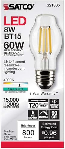 Miniatura 4 de Satco 6Pk 8w BT15 LED 4000K base mediana regulable - 60w equiv