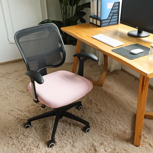Image of FORCHEER Office Desk Chair Seat Covers Jacquard Fabric Computer Chair Seat Cushion Slipcovers-Pink