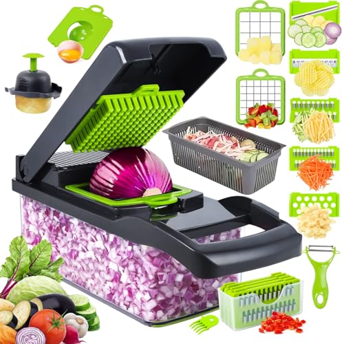 Listado de Cortador de Verduras Walmart que puedes comprar esta semana. 43 ESRAIN Cortador de verduras 16 en 1,Multifuncional Vegetable Slicer Cutter,Material de calidad alimentaria,fácil de operar,para frutas verduras y ensaladas