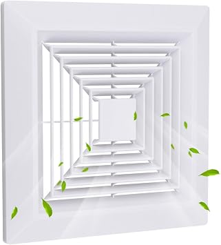 12"x12"Inches Bathroom Exhaust Fan Cover, Square Ceiling or Wall Mounted Exhaust Fan, Ceiling Fan, Air Diffuser, Diverter Ventilation Hood 1-Piece, with Spring Grille Replacement Accessories